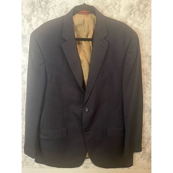 Michael Kors Men's Blue Pinstripe Suit Jacket‎ 44L - Picture 1 of 11